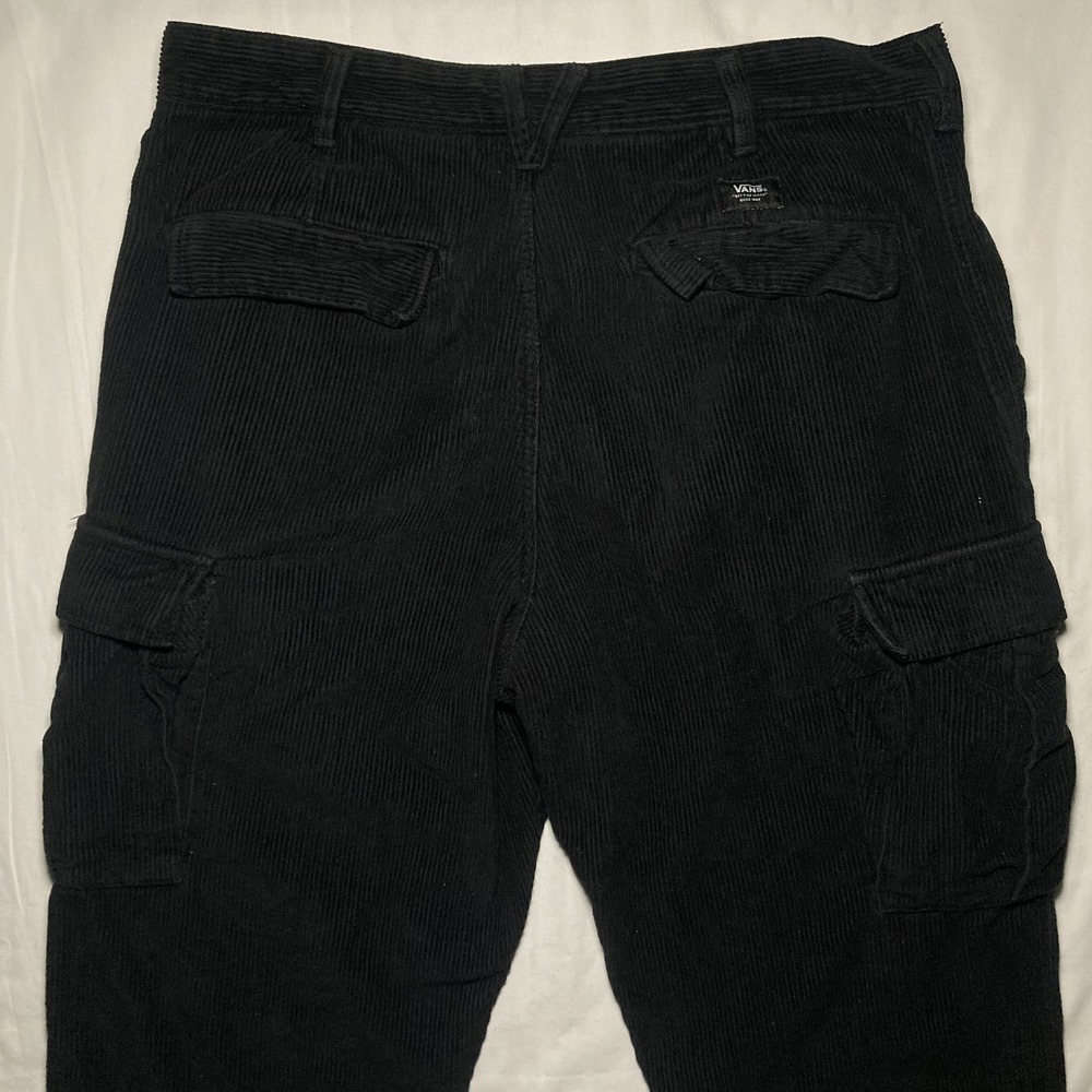 Vans Pants Mens Medium 33x30 Black Corduroy Loose Tapered Fit Skater Streetwear - Picture 4 of 9